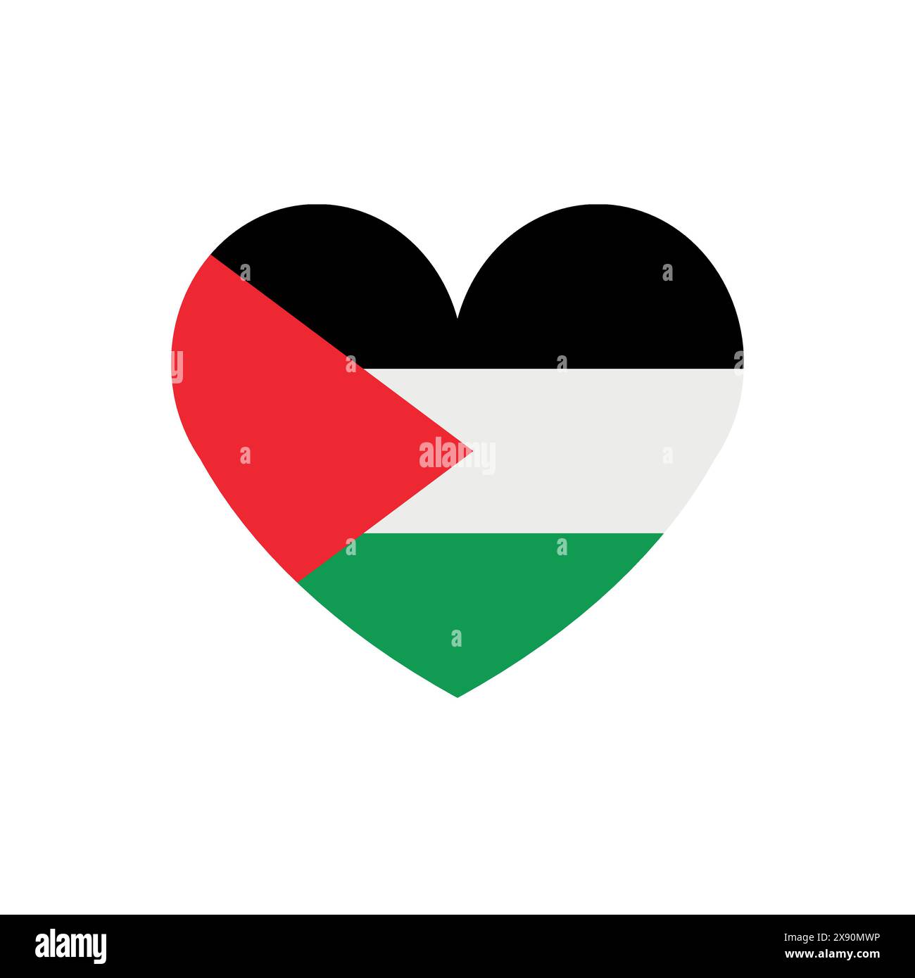 Vector flat heart with Palestine flag isolated on white background Stock Vector