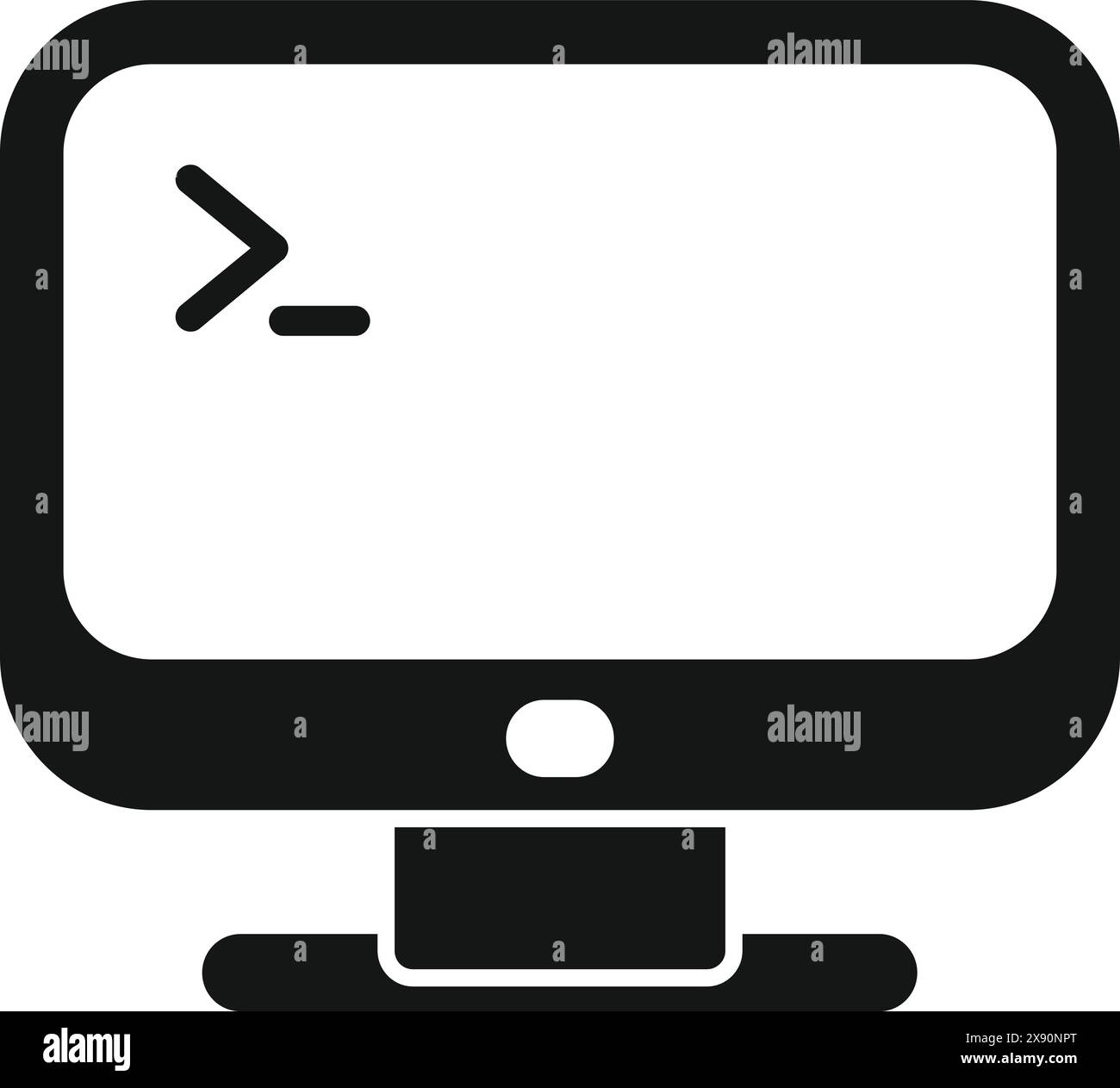 Simplified black and white icon representing a computer command line ...