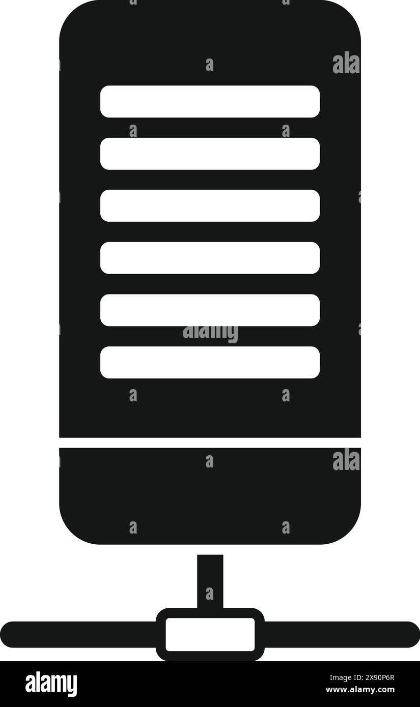 Vintage microphone icon for music. Podcast. And audio recording equipment in retro radio broadcasting studio Stock Vector
