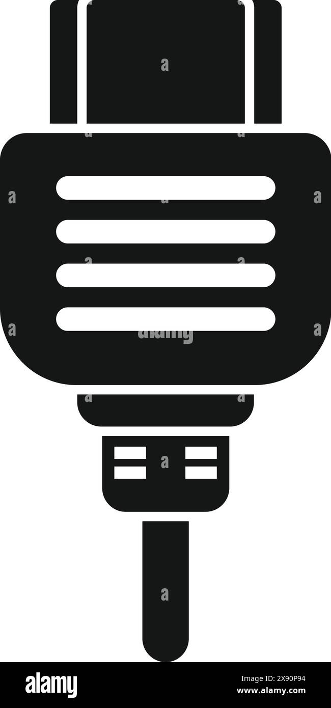 Microphone Plug Drawing Vector illustration of a microphone cable plug silhouette in black on a ...