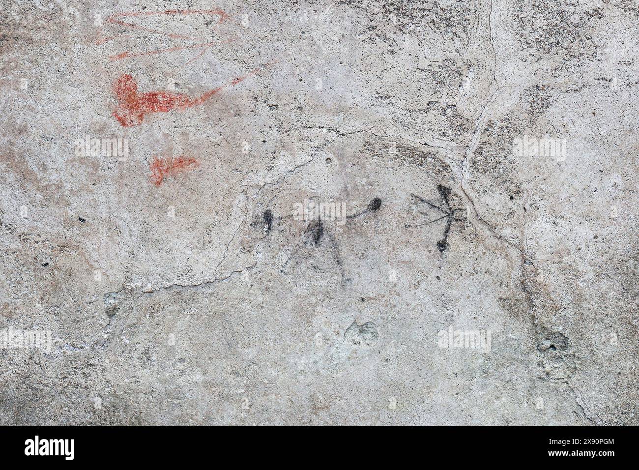 Pompeii, Italy, 28 May 2024. A boxers drawing, probably made by a child with charcoal, on a wall inside the Insula of the Chaste Lovers, in the archaeological excavations of Pompeii, opened to the public for the first time after the new discoveries. Credit: Marco Cantile/Alamy Live News Stock Photo