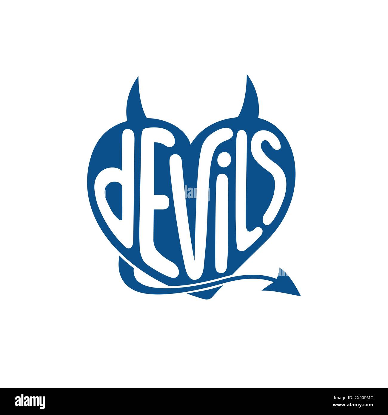 Devils heart with horns lettering design. Vector and illustration Stock ...