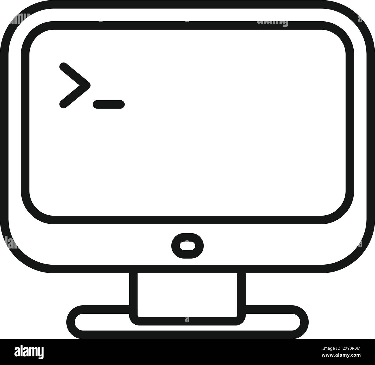 Line art illustration of a computer monitor with a command prompt ...