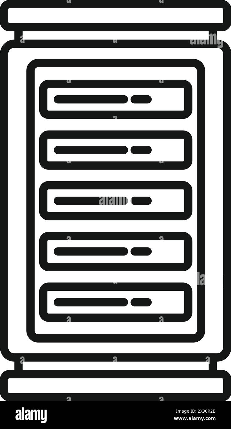 Outlined vector illustration of a server rack, perfect for techthemed ...