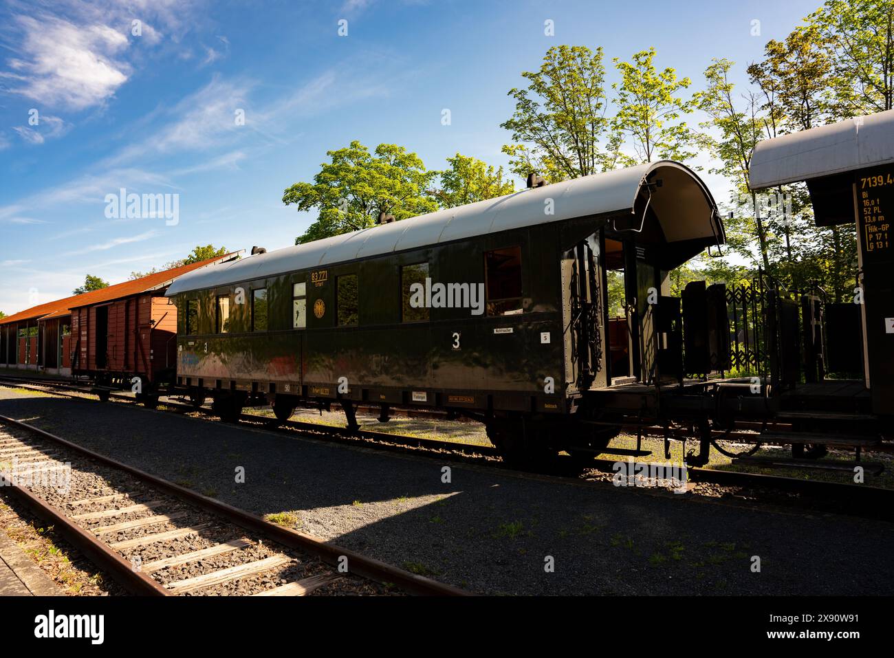 old wagon, vintage train, historic train, railway wagon, old railway car, train carriage, railroad car, heritage wagon Stock Photo