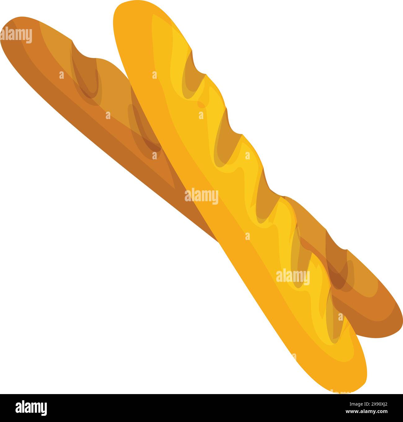 Colorful digital illustration of a cartoon french baguette on a white background Stock Vector