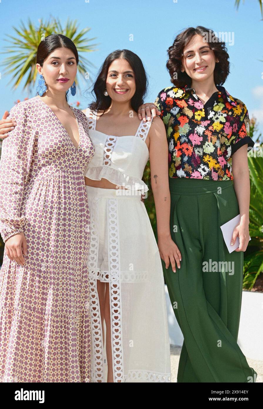 Niousha Akhshi, Setareh Maleki, Mahsa Rostami Photocall of the film 'The Seed of the Sacred Fig'  77th Cannes Film Festival  May 24, 2024 credit:Jacky Godard/Photo12 Stock Photo