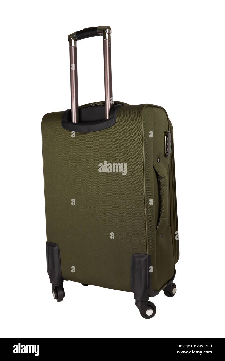 Green suitcase isolated on a white background Stock Photo
