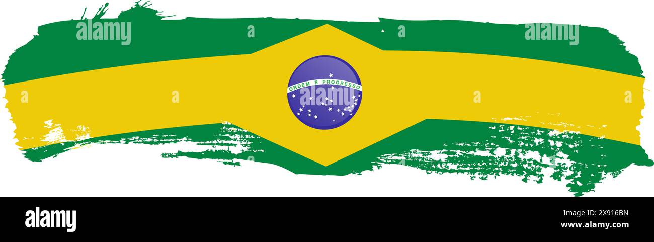 brush Brazil flag , vector illustration on a white background Stock ...