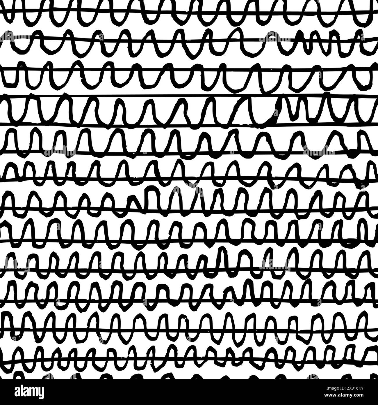Desordered Pattern Disordered Lines and Waves Doodle Inky Line Art Vector Seamless Pattern ...
