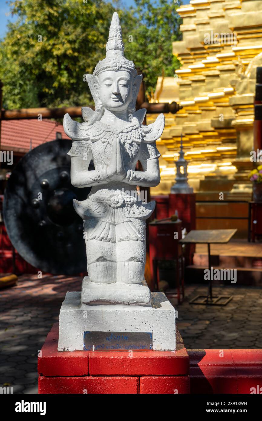 Marble Thai Buddhist Idol statue in Chiang Mai Thailand symbolizing ...