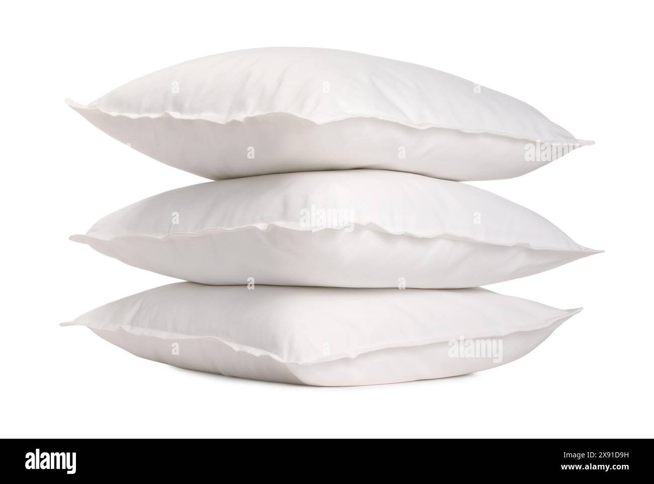 Stack of soft pillows isolated on white Stock Photo