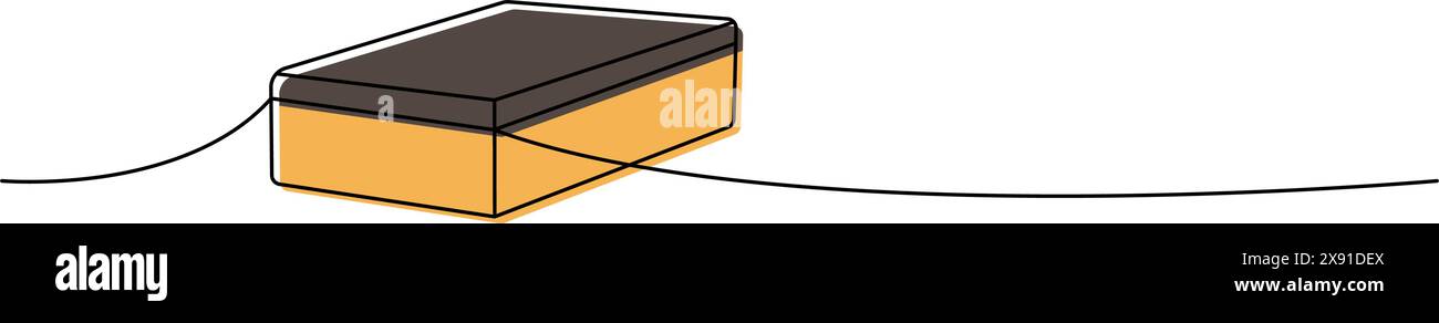 Sponge one line colored continuous drawing. Cleaning service tools continuous one line illustration. Vector linear illustration. Stock Vector