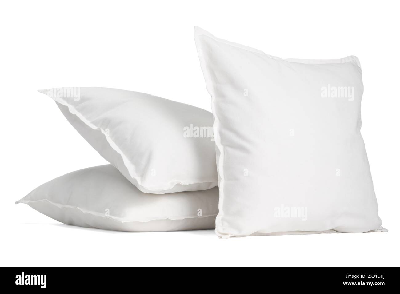 Three new soft pillows isolated on white Stock Photo