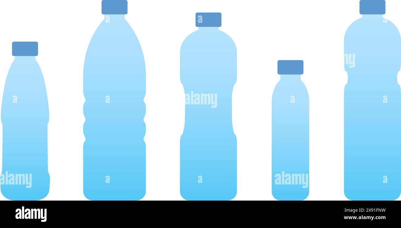 Set color bottles water. Vector icon flat. Stock Vector