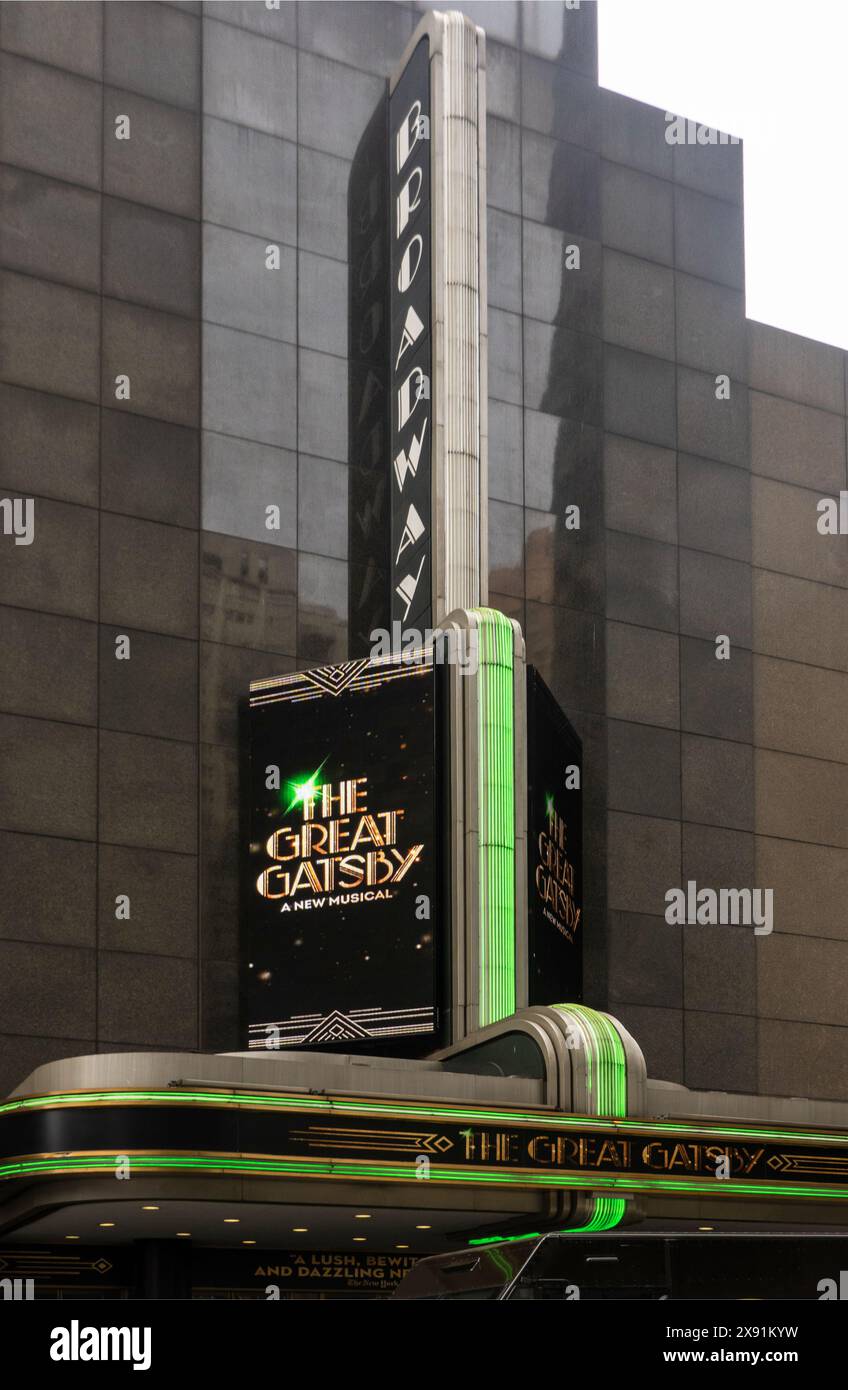 The Great Gatsby musical sign in Broadway theater district in Manhattan NYC Stock Photo