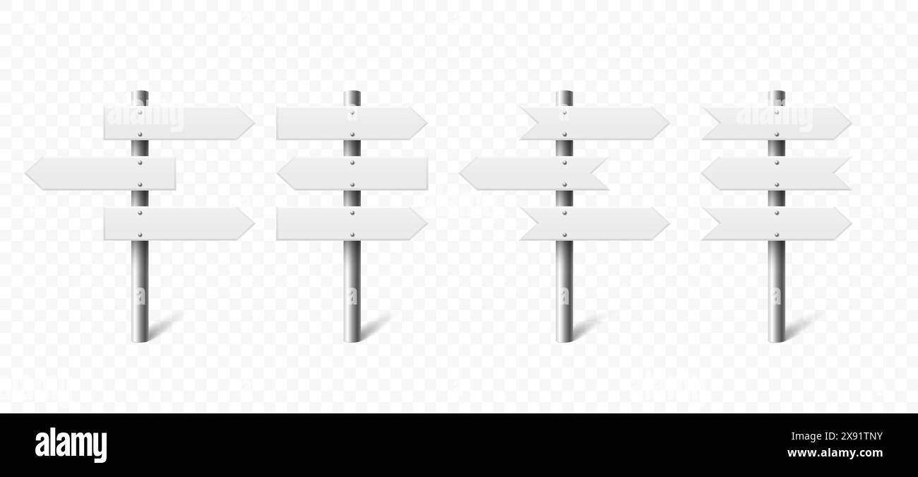 Realistic Sign Post Set. Realistic Blank Road Signboard. Plywood ...