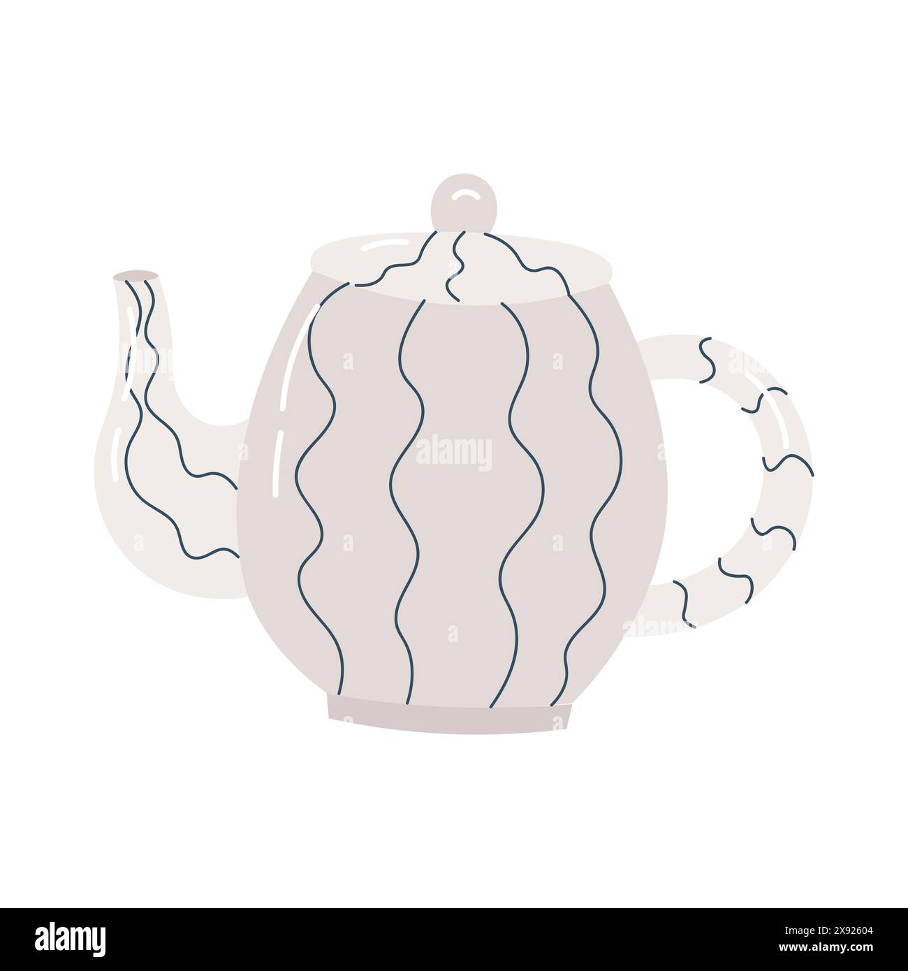 White teapot on white background. Stock Vector