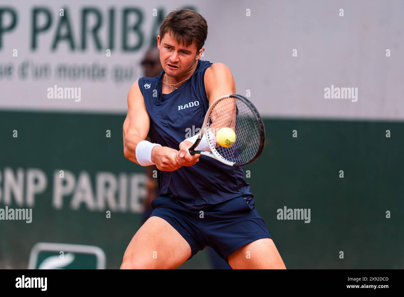 JJ WOLF (USA) during the Roland-Garros 2024, ATP and WTA Grand Slam tennis tournament on May 24, 2024 at Roland-Garros stadium in Paris, France Stock Photo