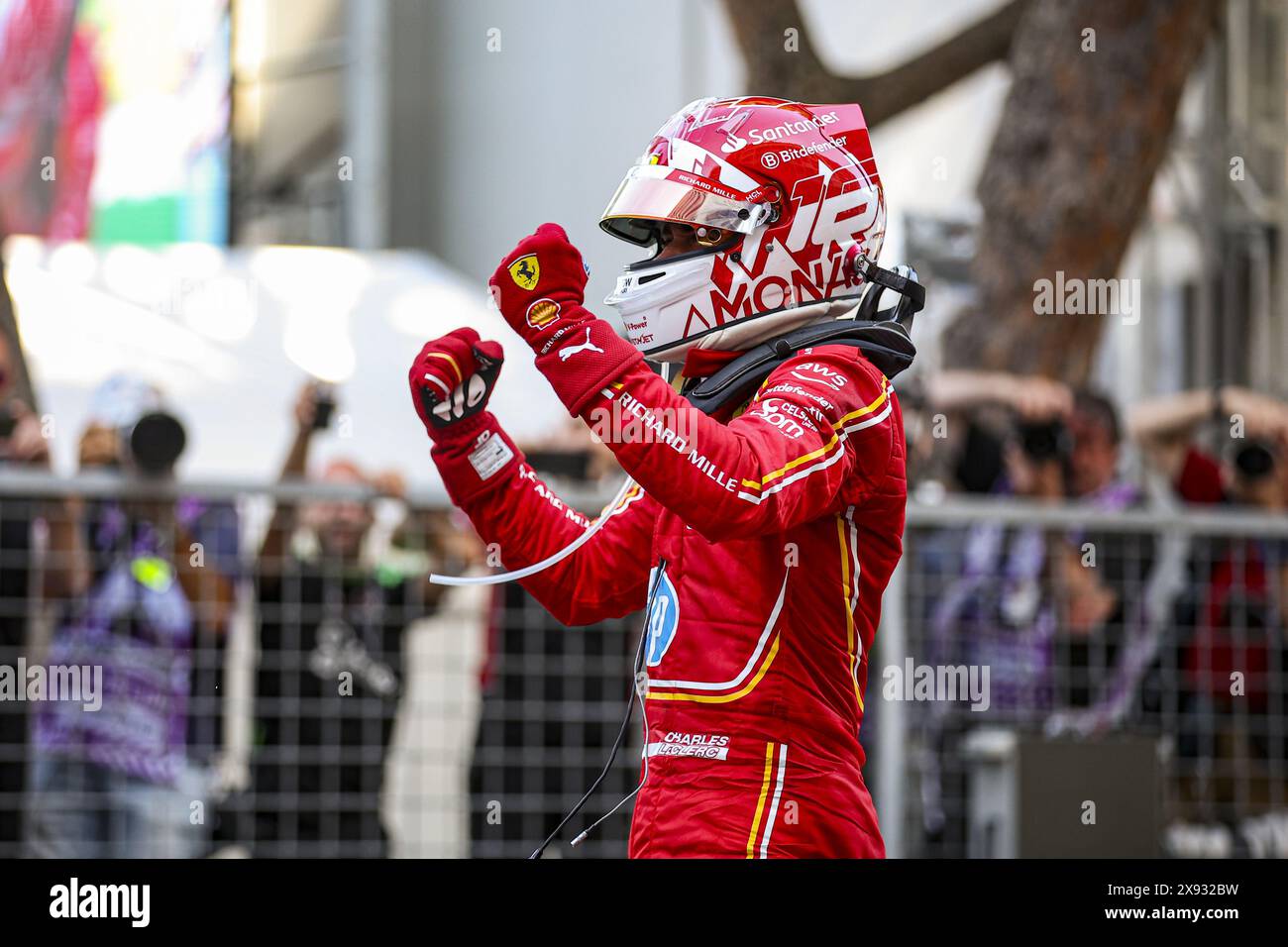 LECLERC Charles (mco), Scuderia Ferrari SF-24, portrait, celebrate his ...