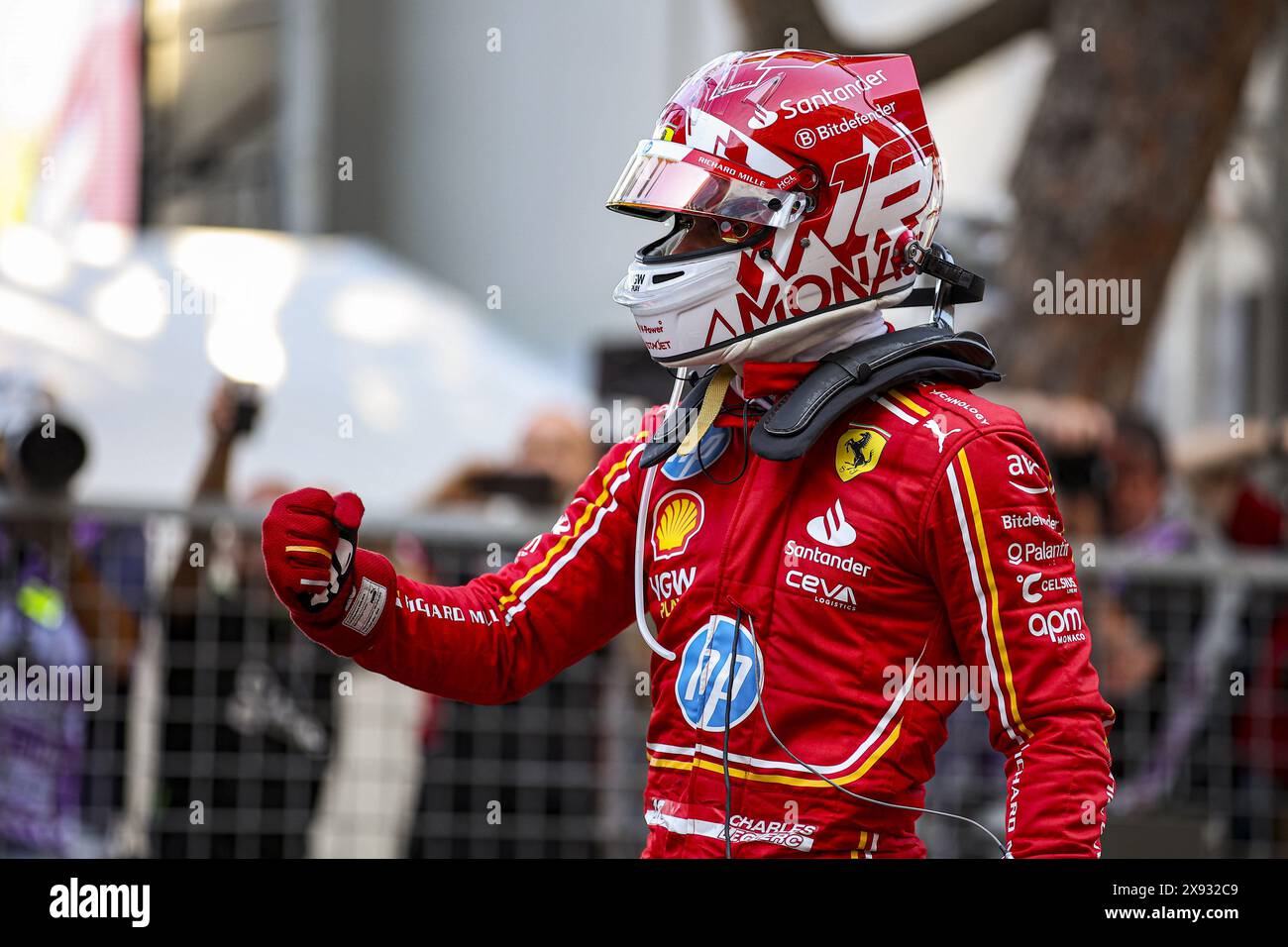 LECLERC Charles (mco), Scuderia Ferrari SF-24, portrait, celebrate his ...