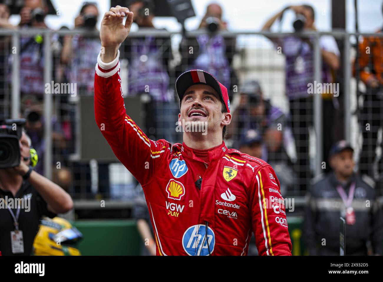 LECLERC Charles (mco), Scuderia Ferrari SF-24, portrait, celebrate his ...