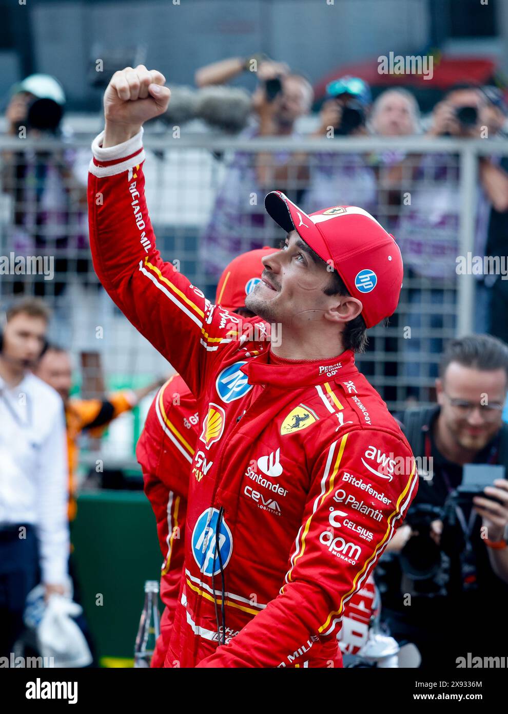 LECLERC Charles (mco), Scuderia Ferrari SF-24, portrait, celebrate his ...