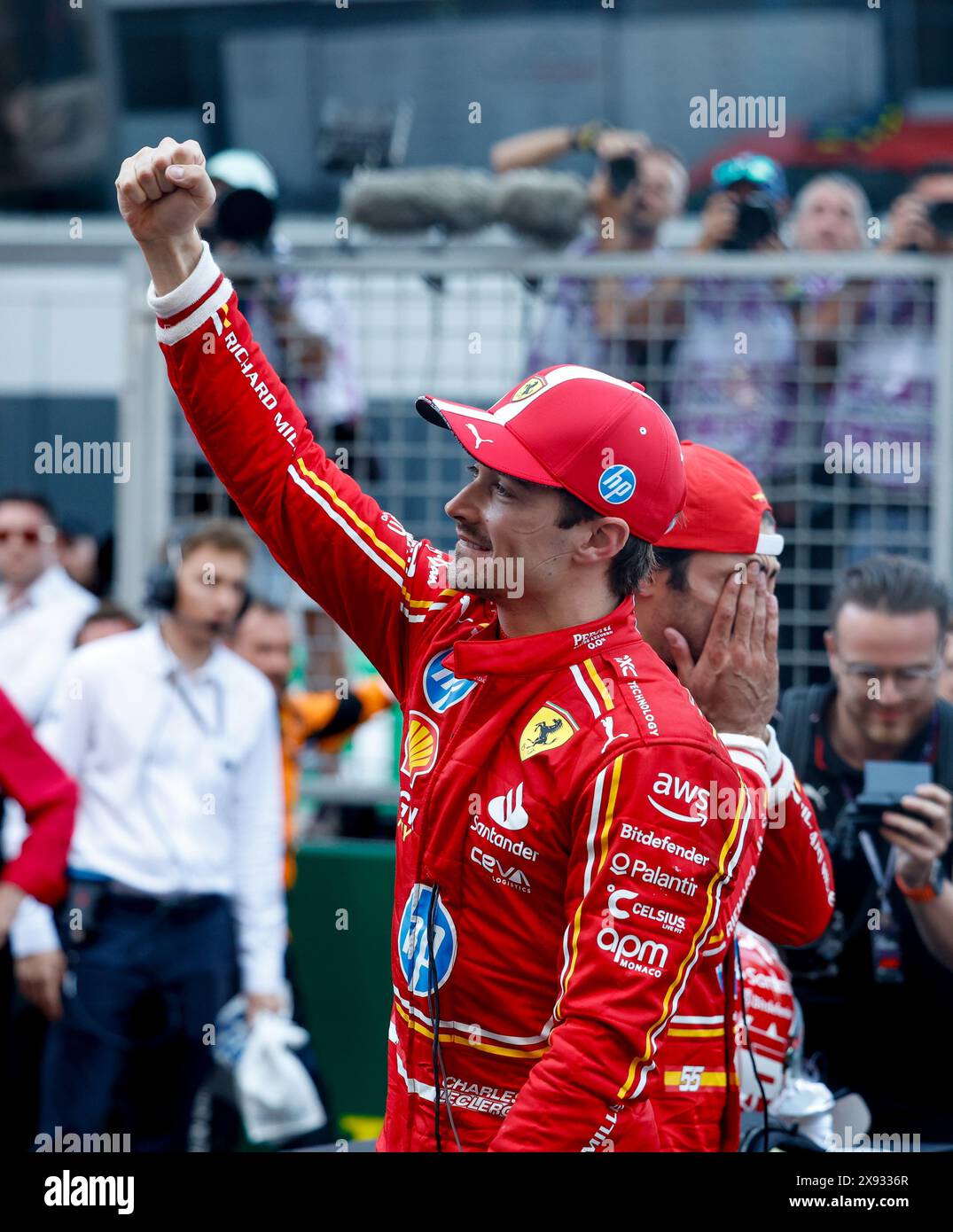 LECLERC Charles (mco), Scuderia Ferrari SF-24, portrait, celebrate his ...