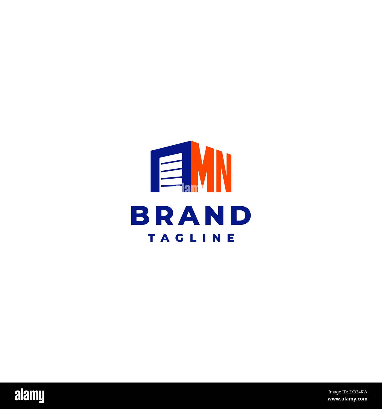 Initial MN and Storage Door Logo Design. Initial Letter M And N Next To Garage Door Icon Logo Design. Stock Vector