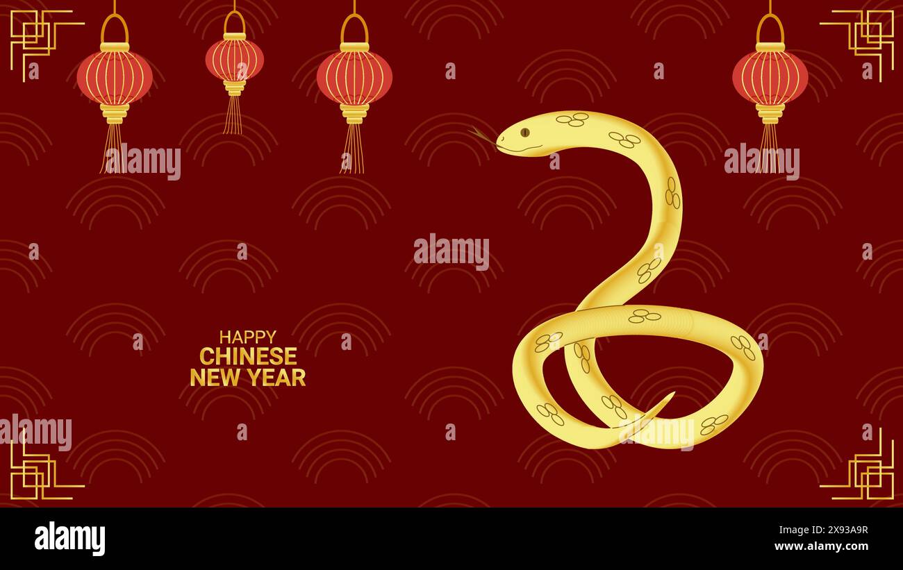 Year of Snake. Happy Chinese New Years Eve 2025. Golden Snake. Lunar