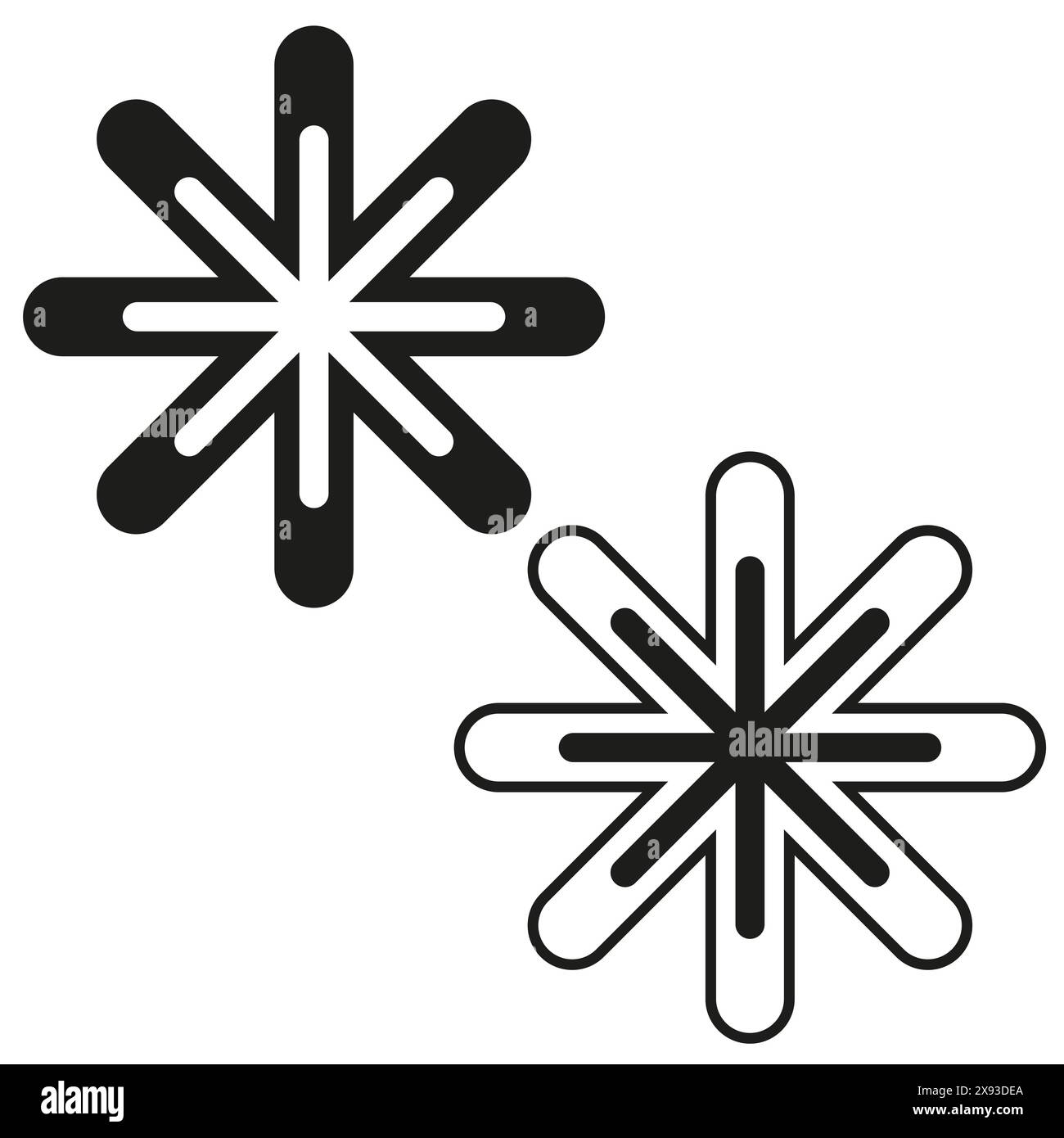 Abstract asterisk symbols. Geometric star icons. Graphic design ...
