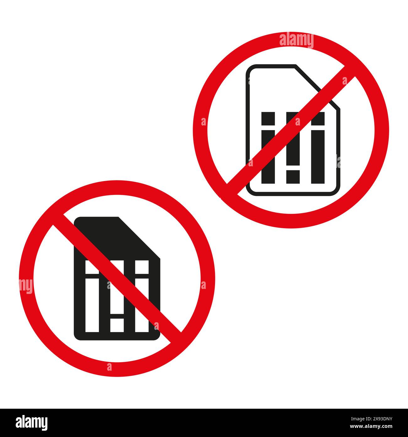 Prohibited mobile and memory cards. Vector restriction icons. No smartphones or housing. Stock Vector
