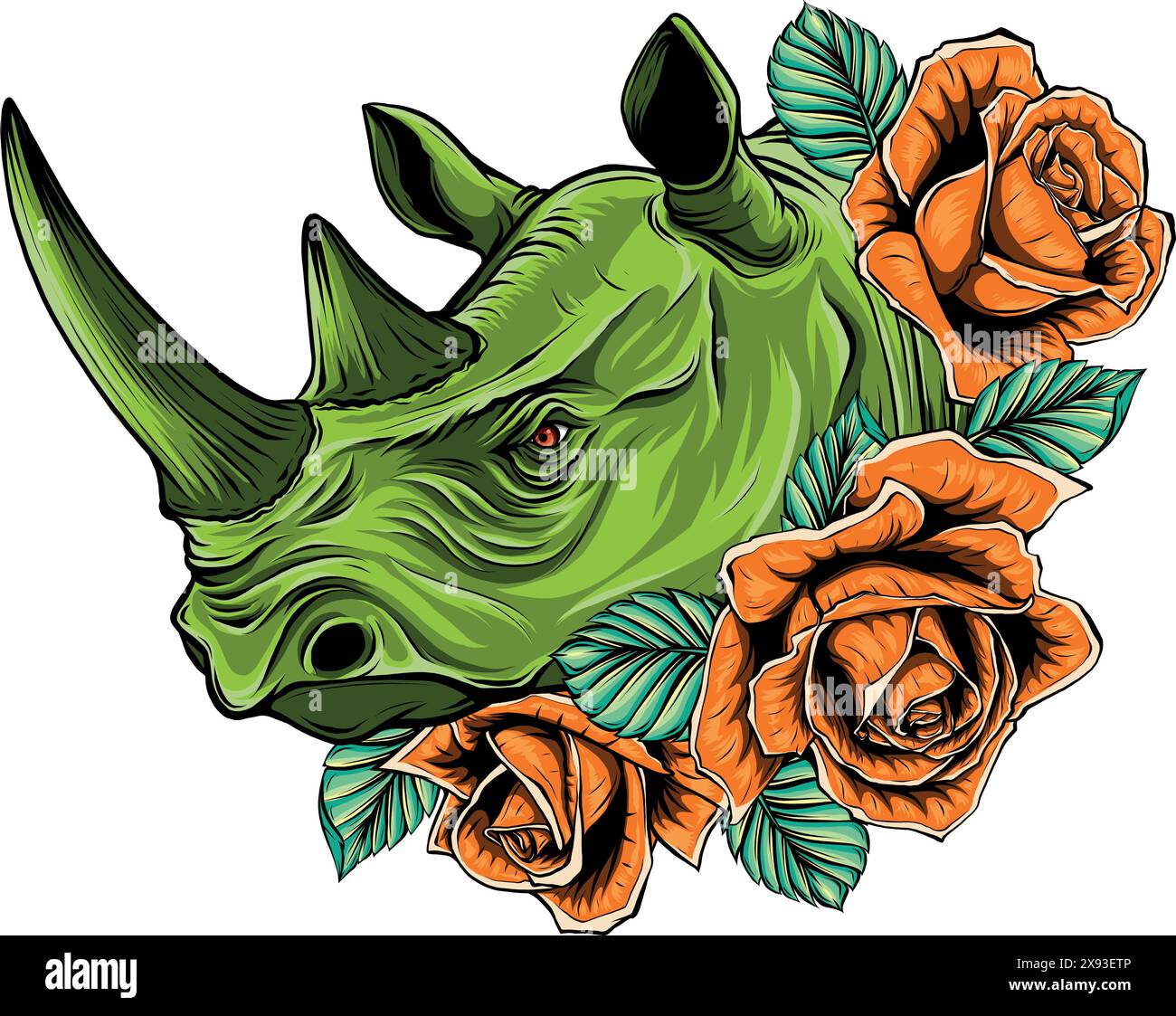 coloful head rhino. vector illustration design draw Stock Vector Image ...