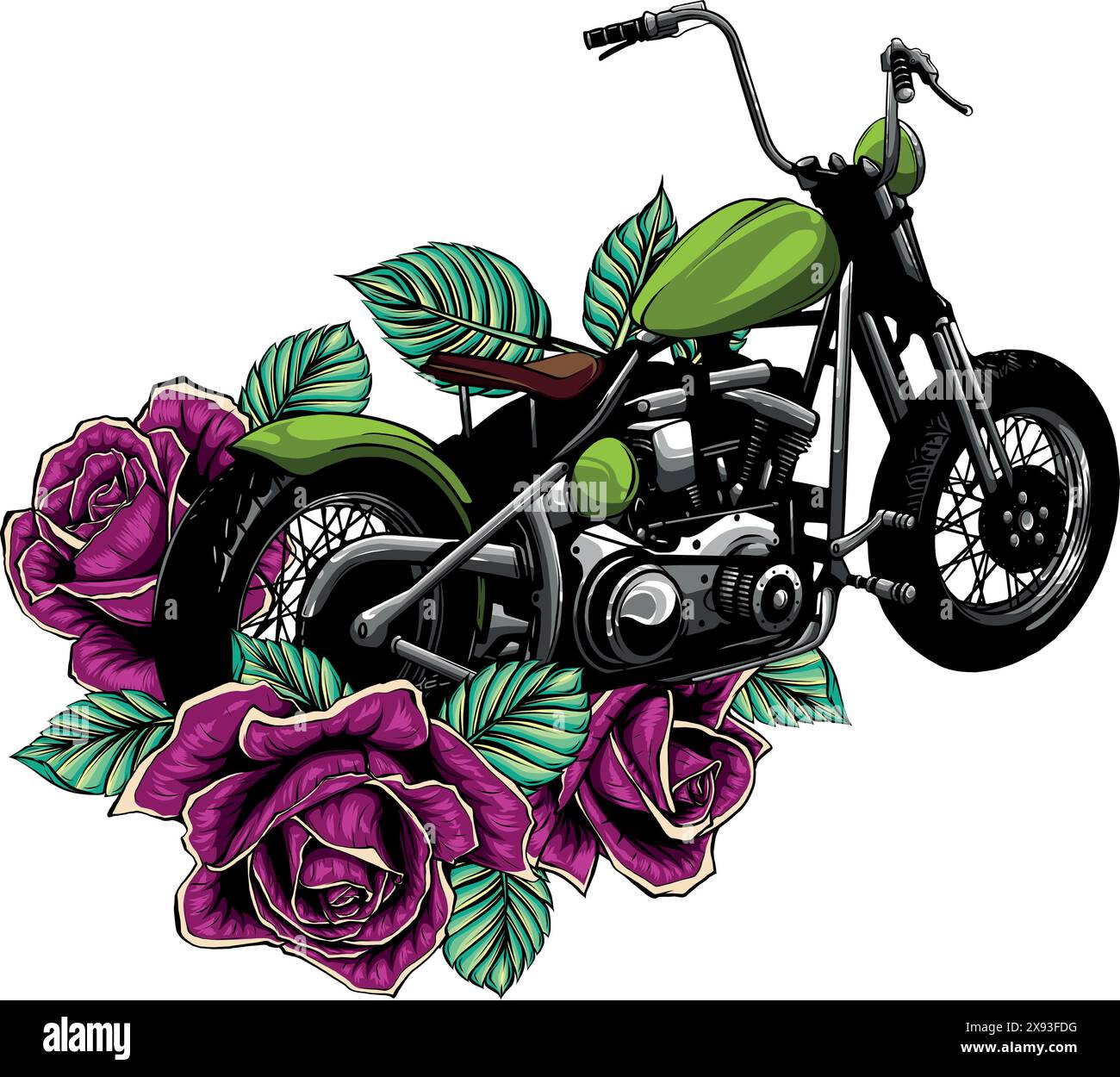 illustration of custom motorcycle chopper vector design Stock Vector ...