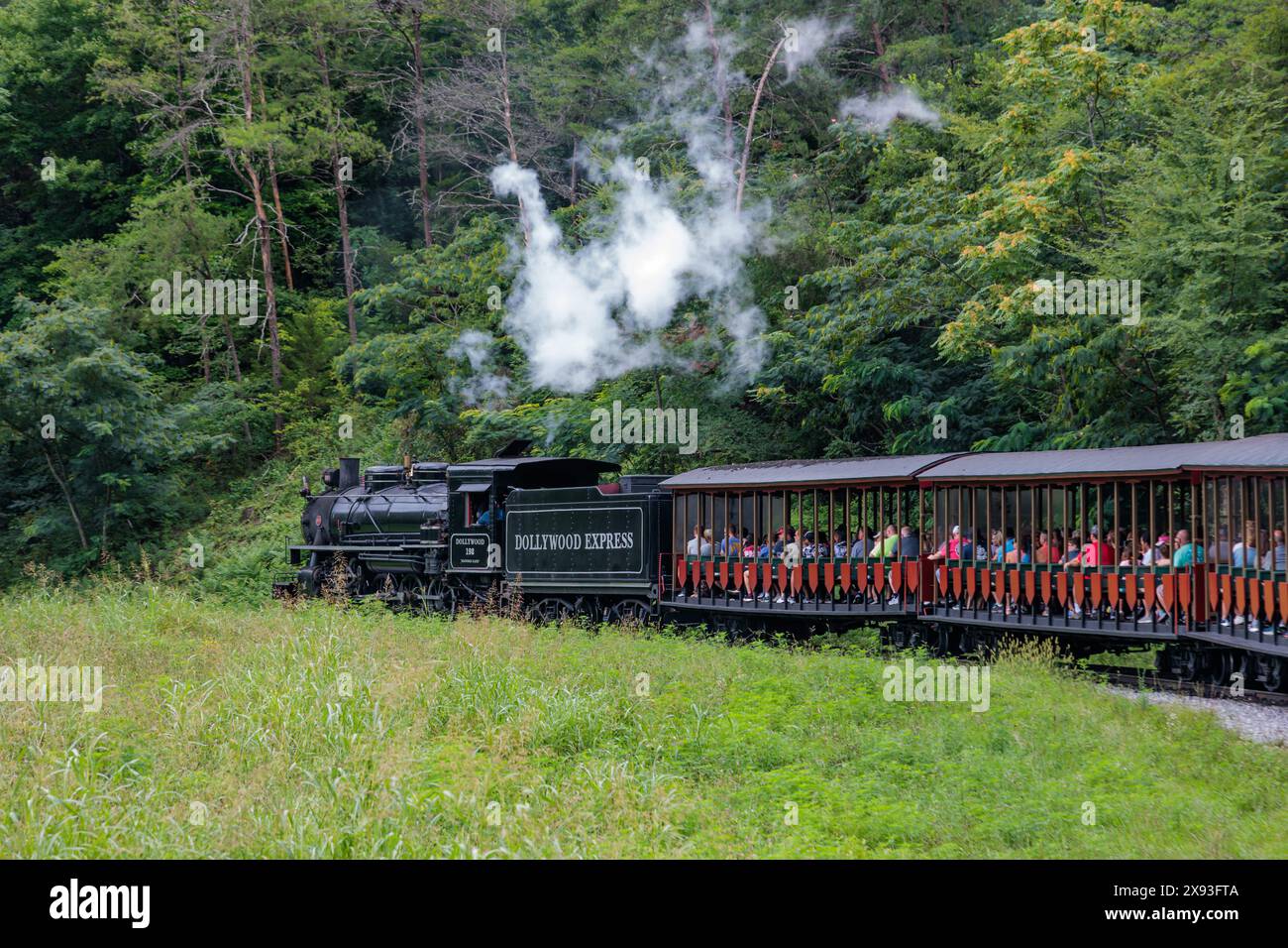 Dollywood Express steam locomotive carries guests throughout the ...