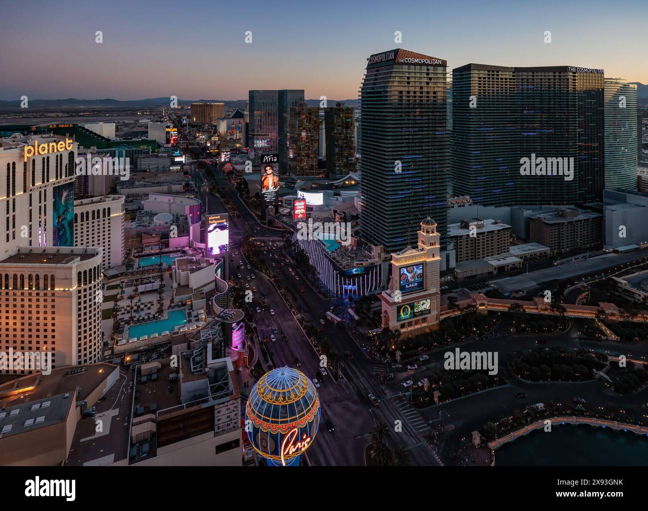 Casinos along Las Vegas Boulevard in Las Vegas, Nevada Stock Photo