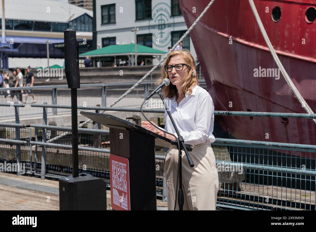 New York USA 28th May 2024 Executive Director Of State Council On   New York Usa 28th May 2024 Executive Director Of State Council On The Arts Erika Mallin Speaks During South Street Seaport Museum 2024 Summer Launch Celebration In New Yrok On May 28 2024 Photo By Lev Radinsipa Usa Credit Sipa Usaalamy Live News 2X93MN9 