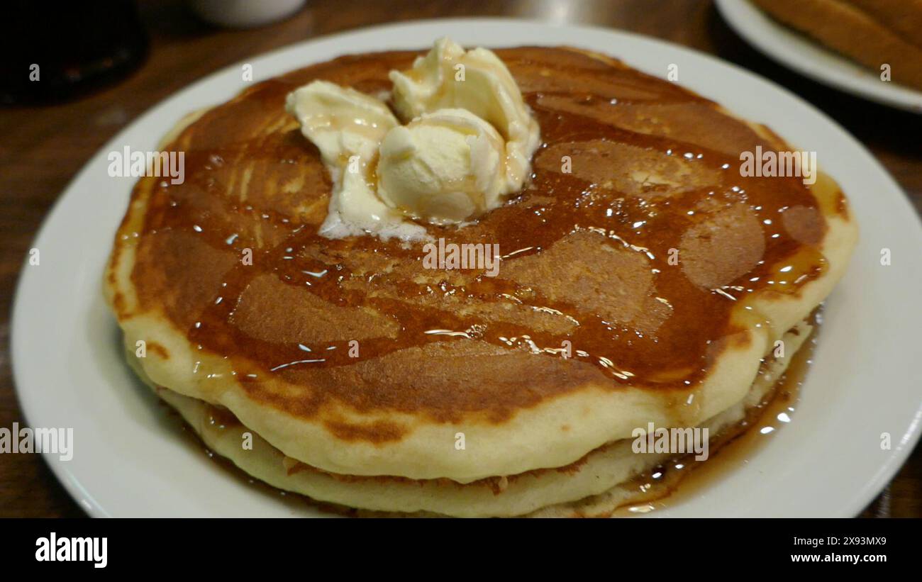 Las Vegas, Nevada, USA 15th May 2024 Dennys Breakfast Pancakes on Las