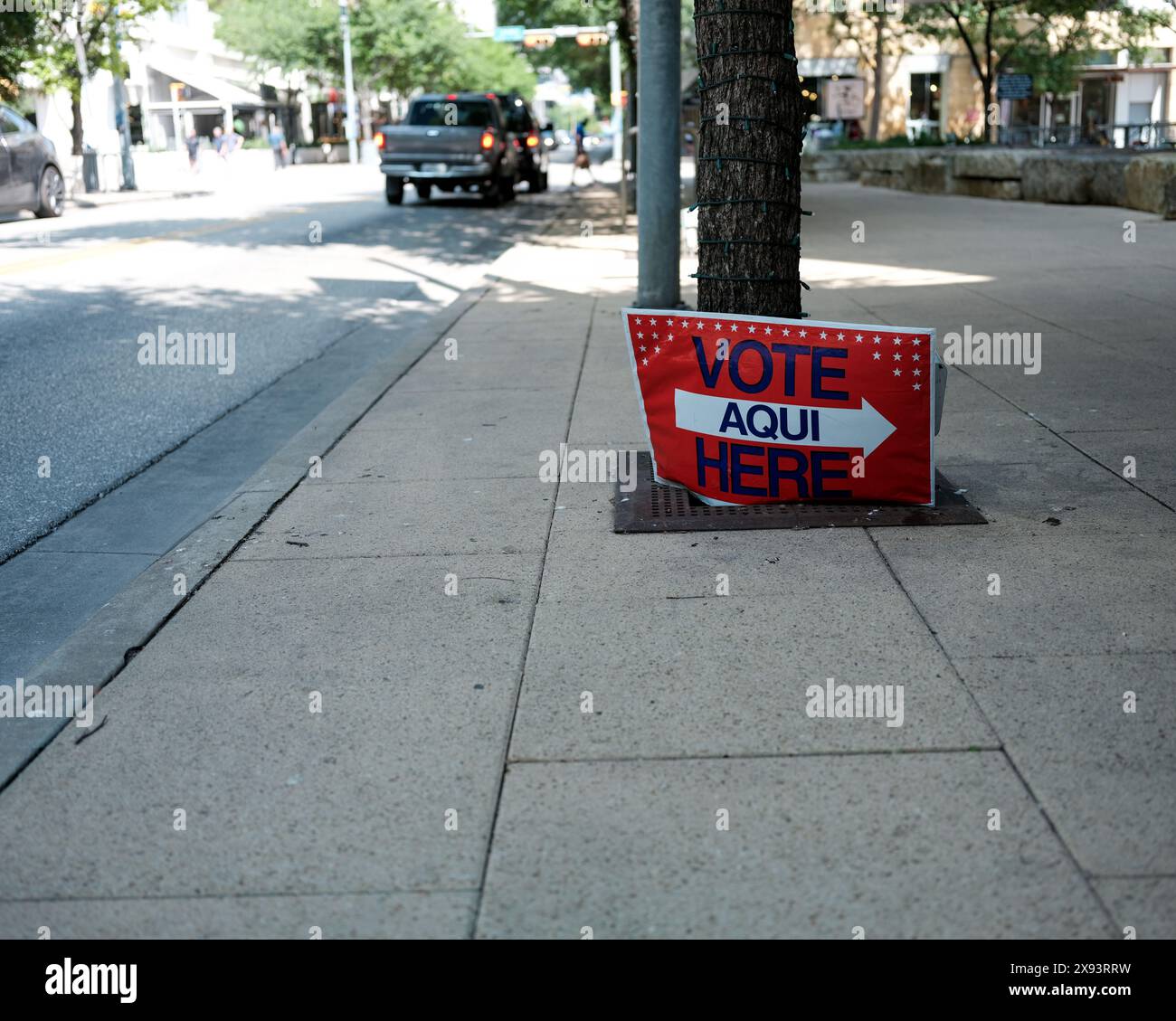 Vote Here sign in Austin, Texas Stock Photo