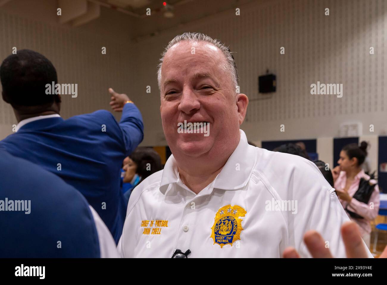 New York, United States. 28th May, 2024. NYPD Chief Of Patrol John Chell attends the Community Conversation event at Frank Sinatra School of the Arts High School, Astoria on May 28, 2024 in the Queens Borough of New York City. Credit: SOPA Images Limited/Alamy Live News Stock Photo