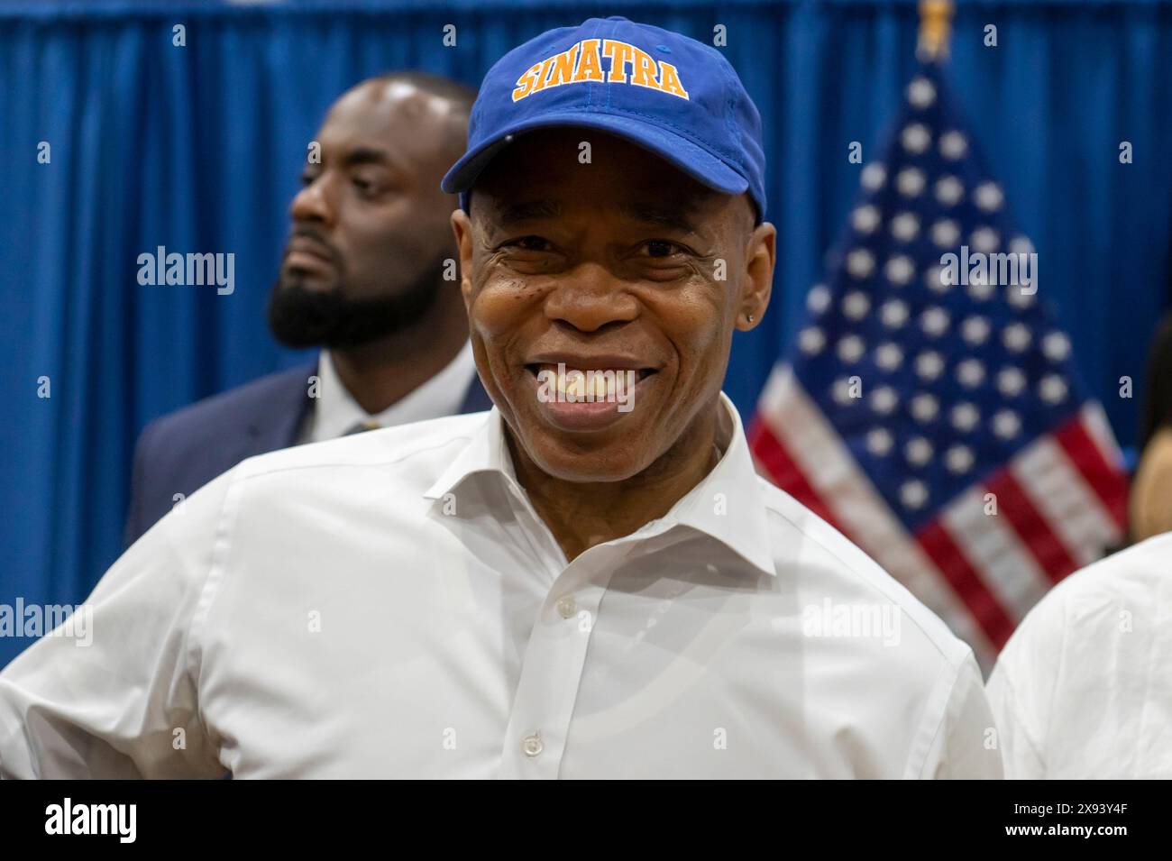 New York, United States. 28th May, 2024. New York City Mayor Eric Adams attends the Community Conversation event at Frank Sinatra School of the Arts High School, Astoria on May 28, 2024 in the Queens Borough of New York City. Credit: SOPA Images Limited/Alamy Live News Stock Photo