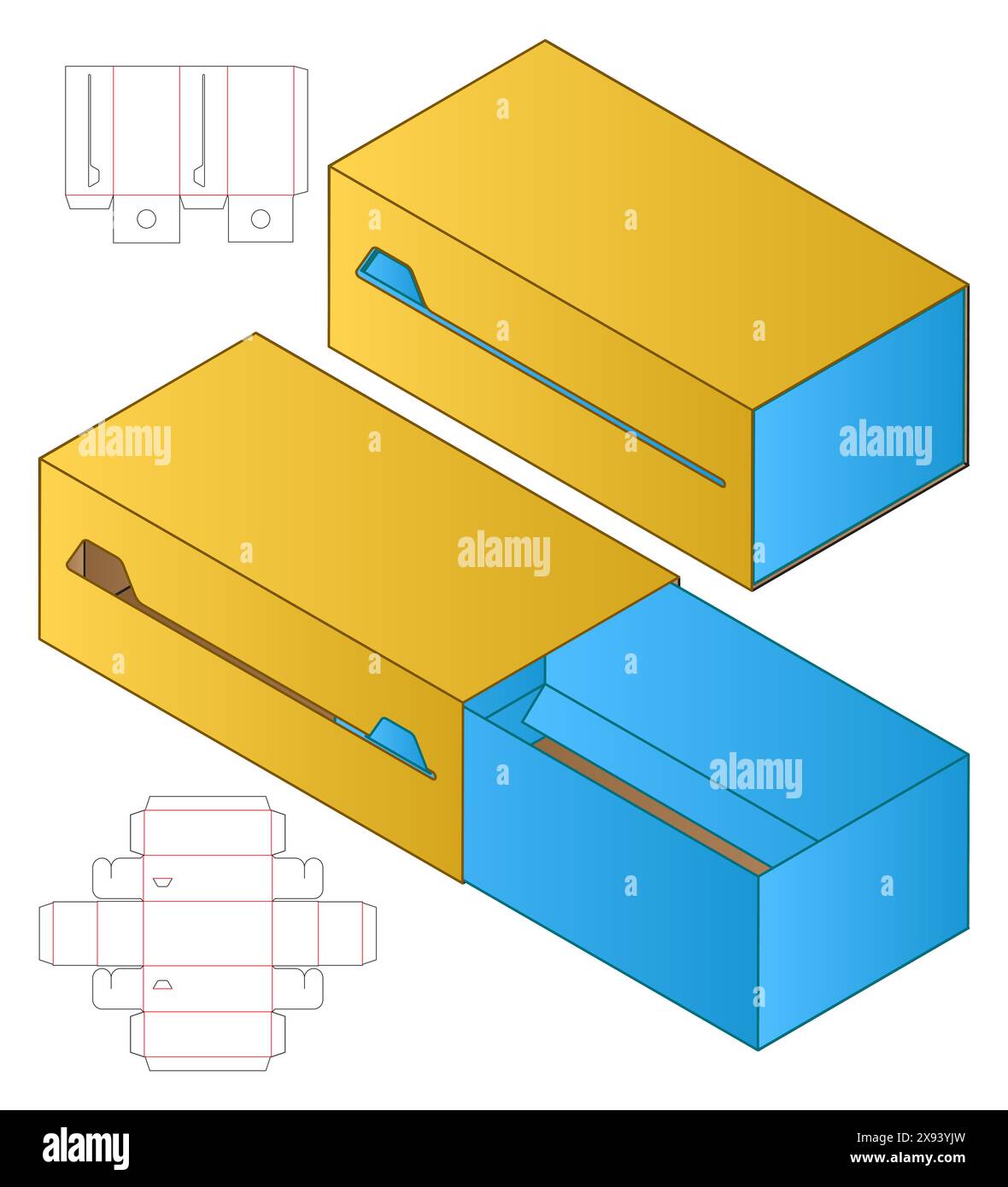 Box packaging die cut template design. 3d mock-up Stock Vector Image ...