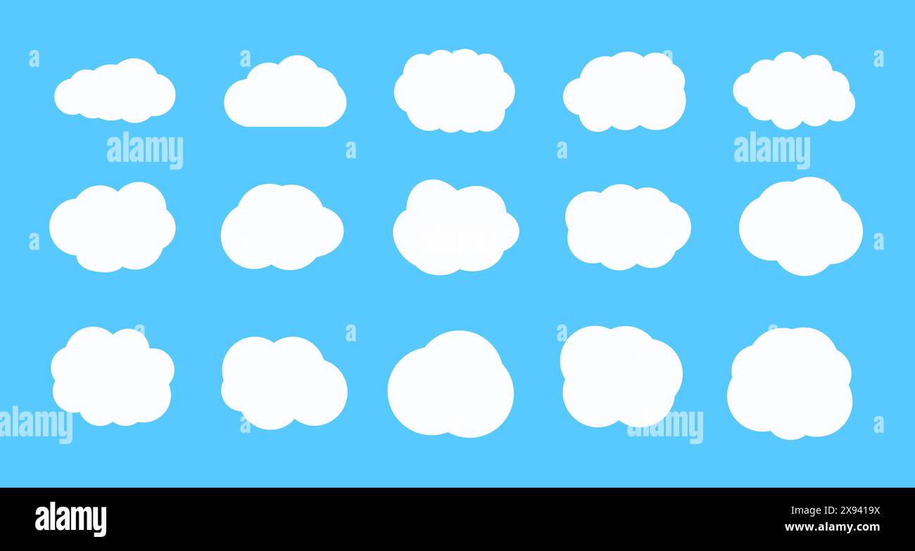 Cloud set. Clouds isolated on blue sky vector collection. White clouds ...