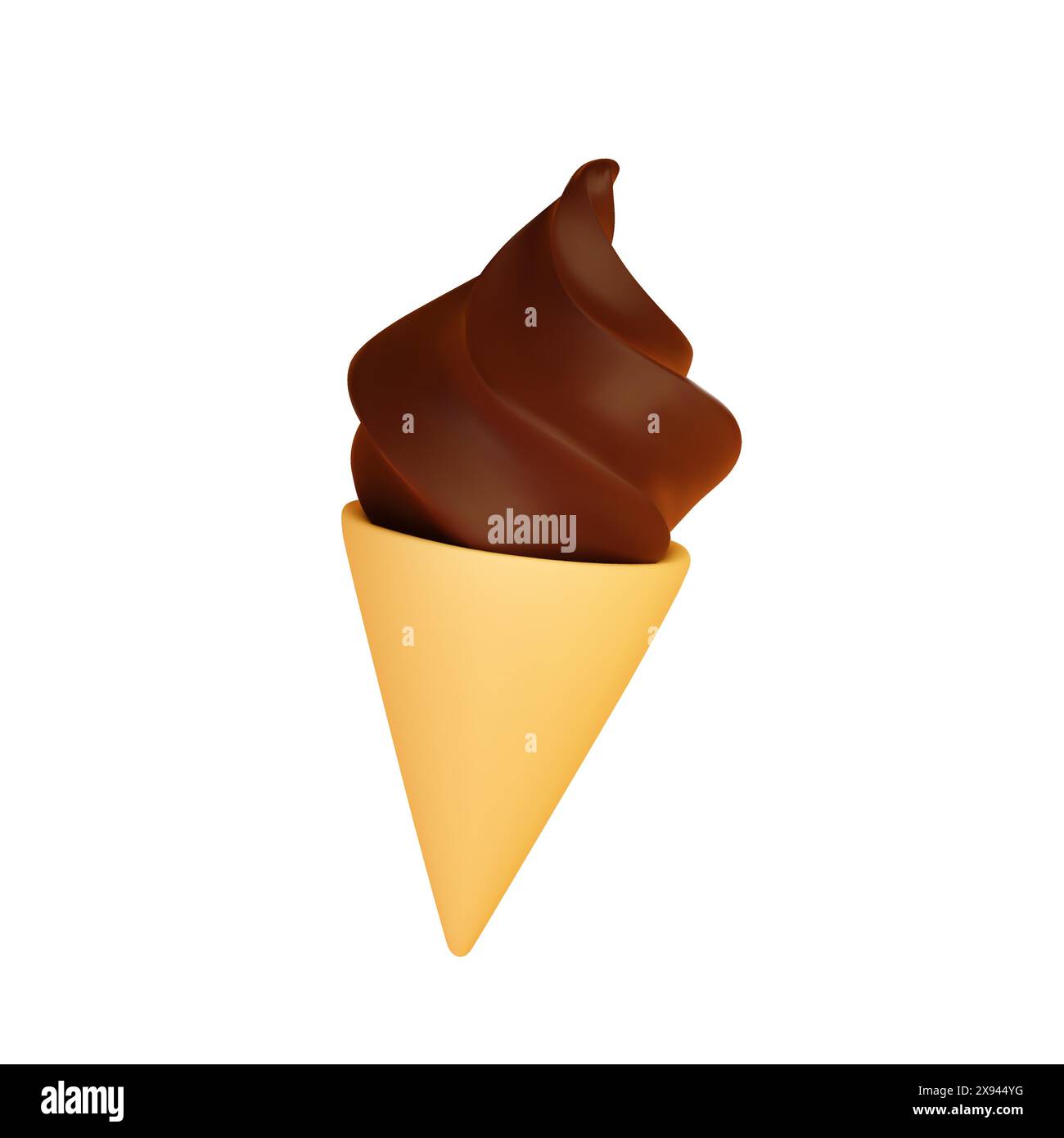 Chocolate ice cream cone isolated on white background. 3d vector icon ...