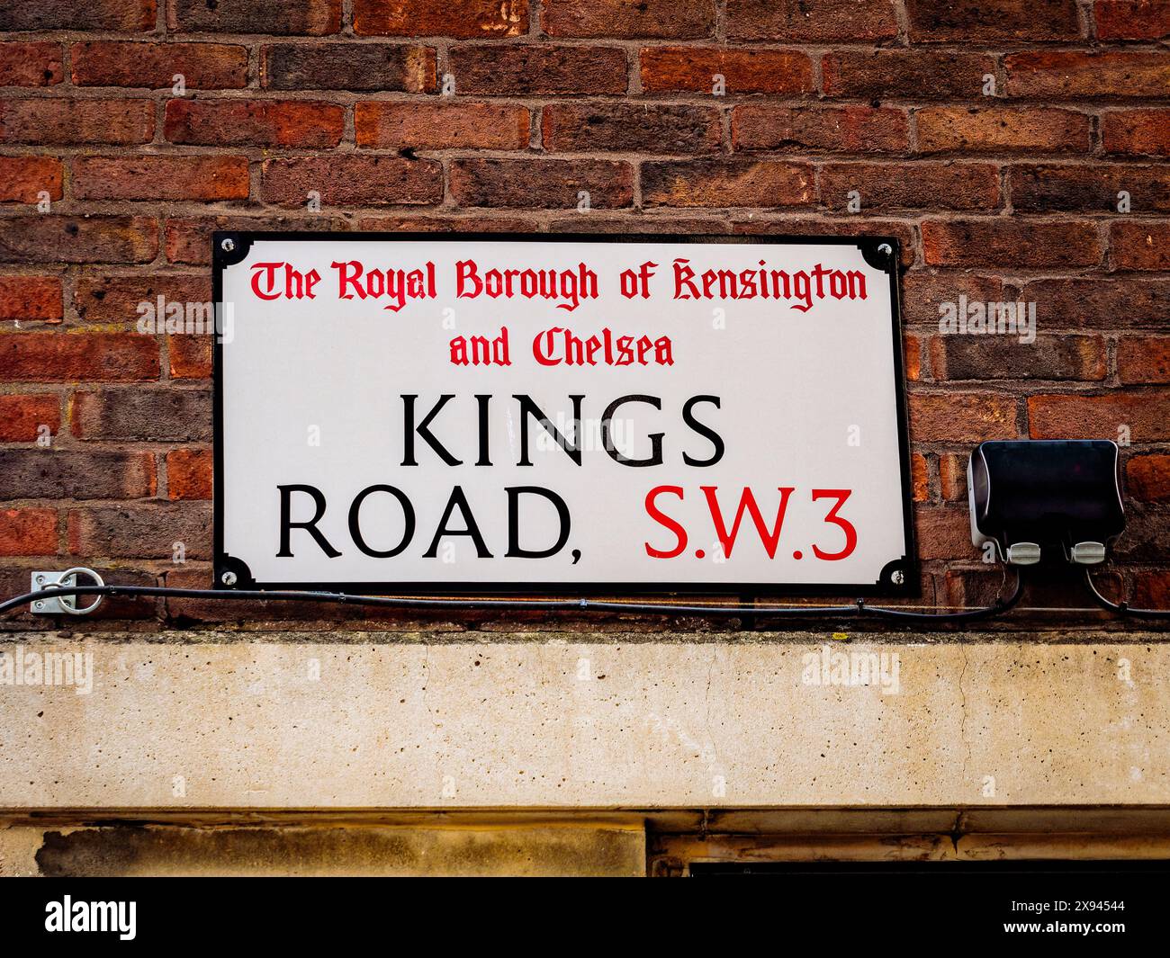 King's Road Street Sign, Fashionable in the 1960s with its many clothes shops, London, England Stock Photo