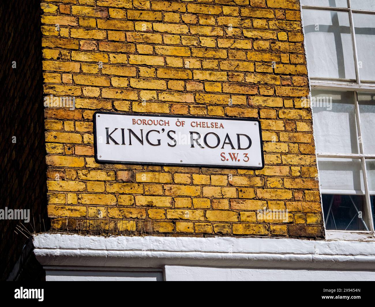 King's Road Street Sign, Fashionable in the 1960s with its many clothes shops, London, England Stock Photo