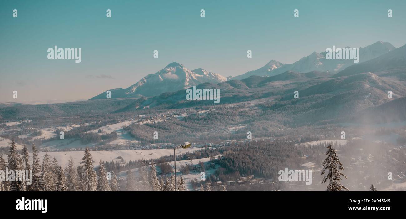 Panorama view of Zakopane, Poland seen from Gubalowka Mountain Station Stock Photo