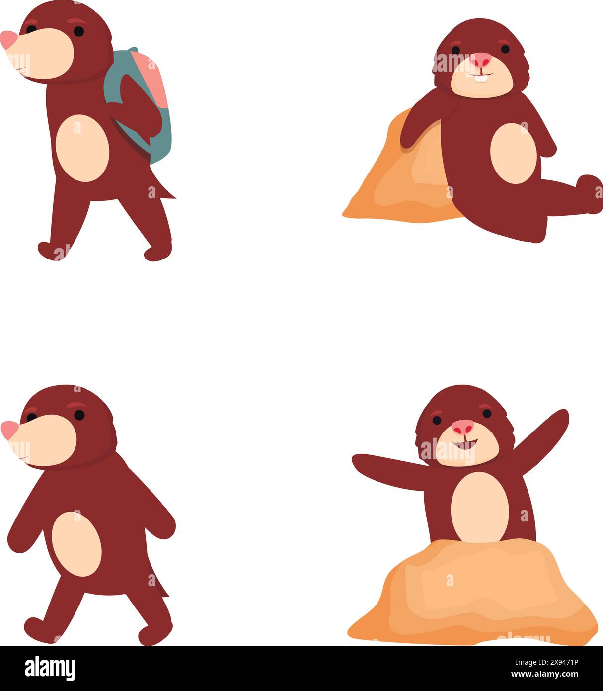 Cartoon mole icons set cartoon vector. Cute mole character. Funny ...