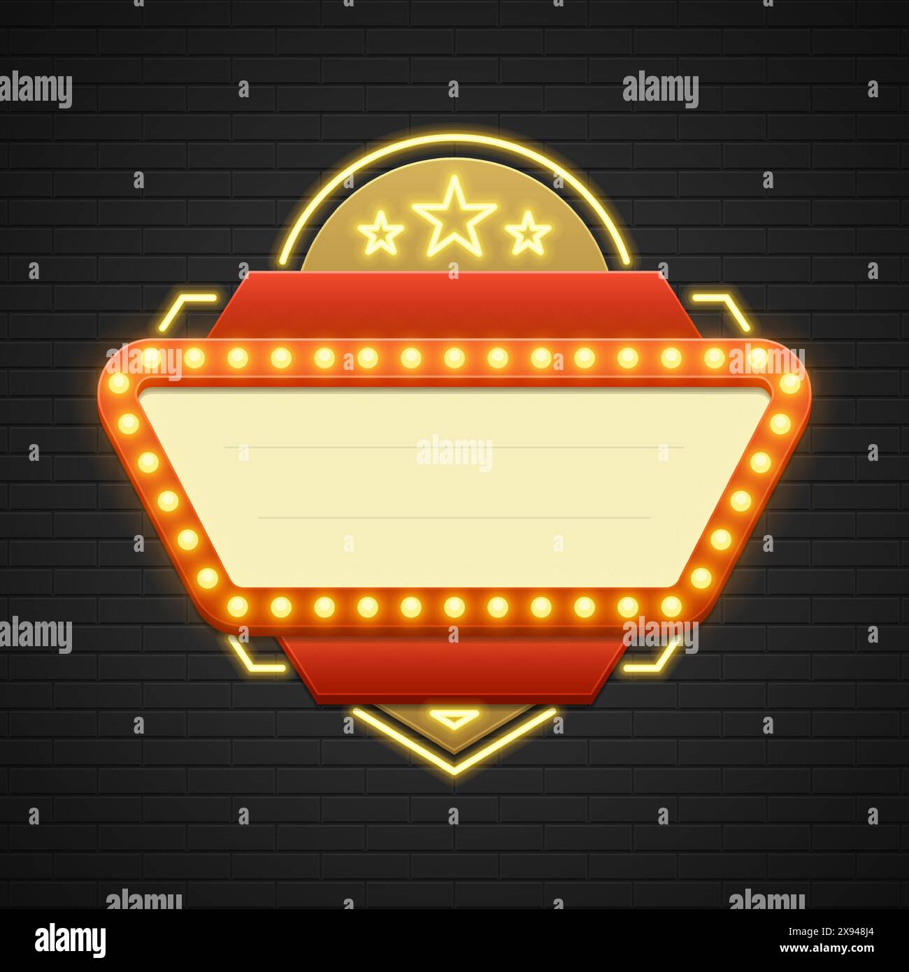 Retro Showtime Sign Design. Cinema Signage Light Bulbs Frame and Neon ...