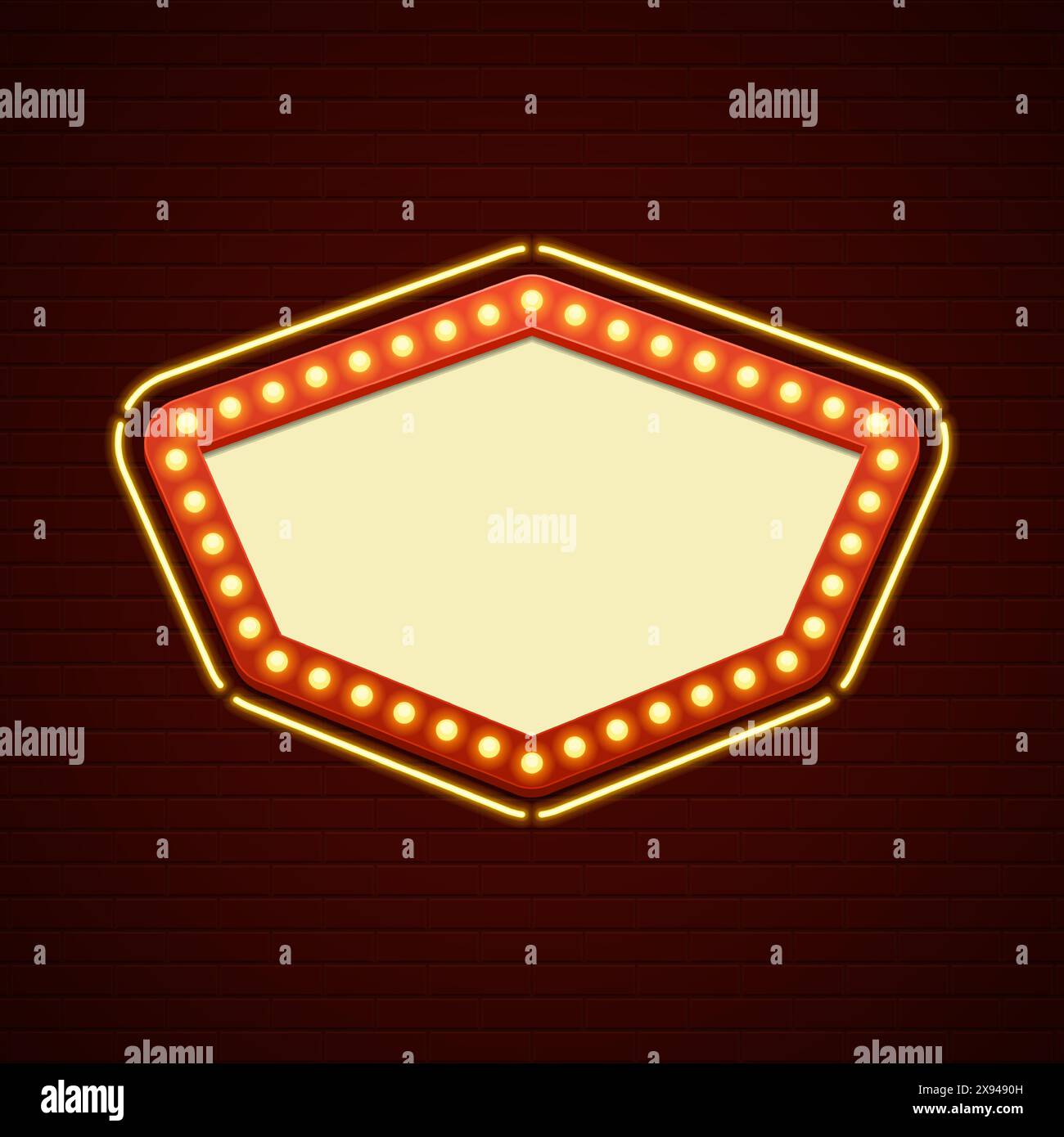 Retro Showtime Sign Design. Cinema Signage Light Bulbs Frame and Neon ...